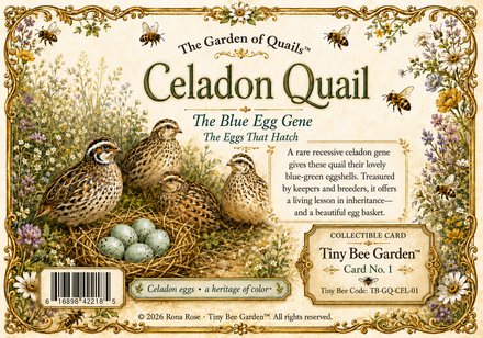 Celadon Quail Keepsake Card — Front