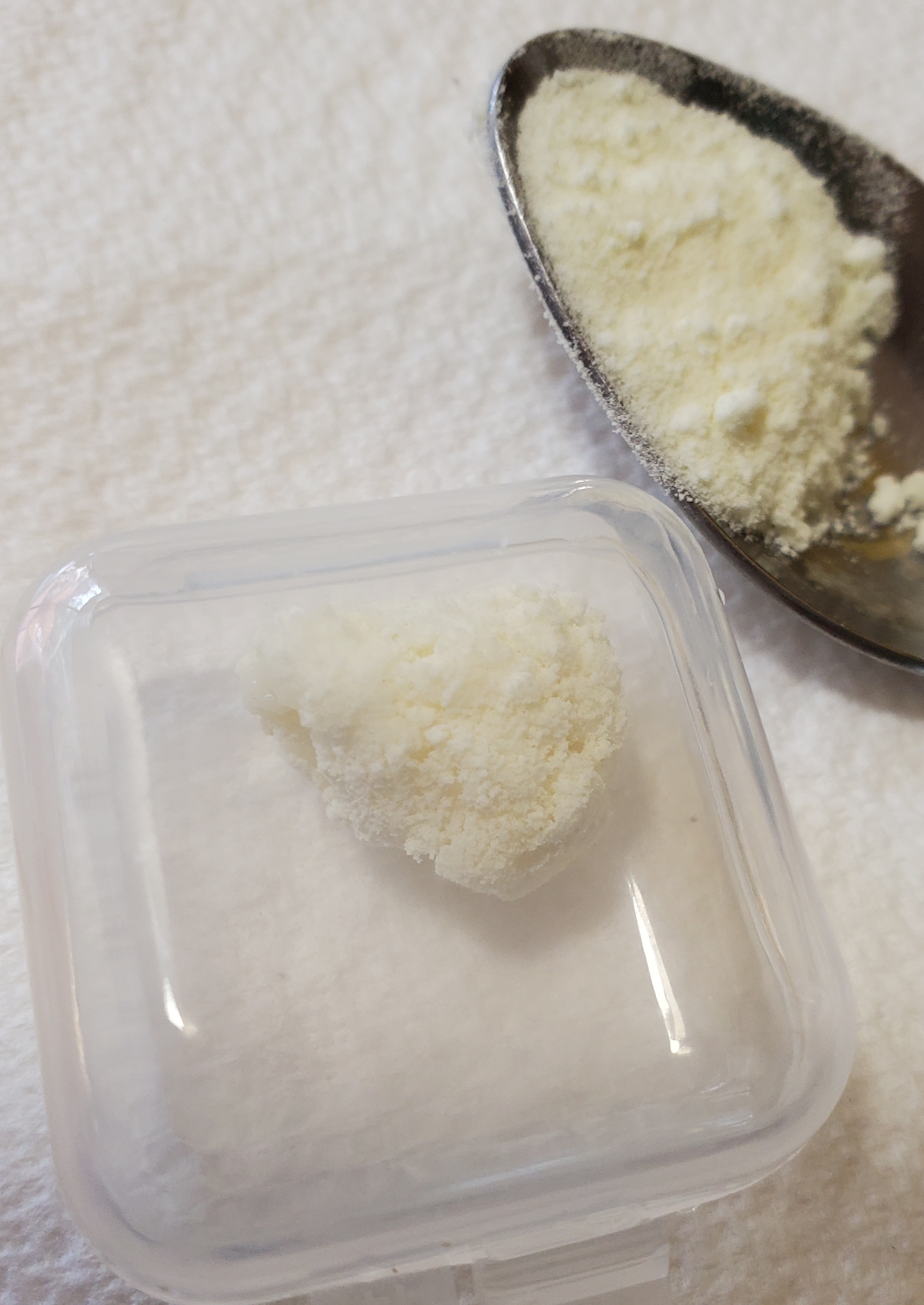 Dusted with dry milk for transportation