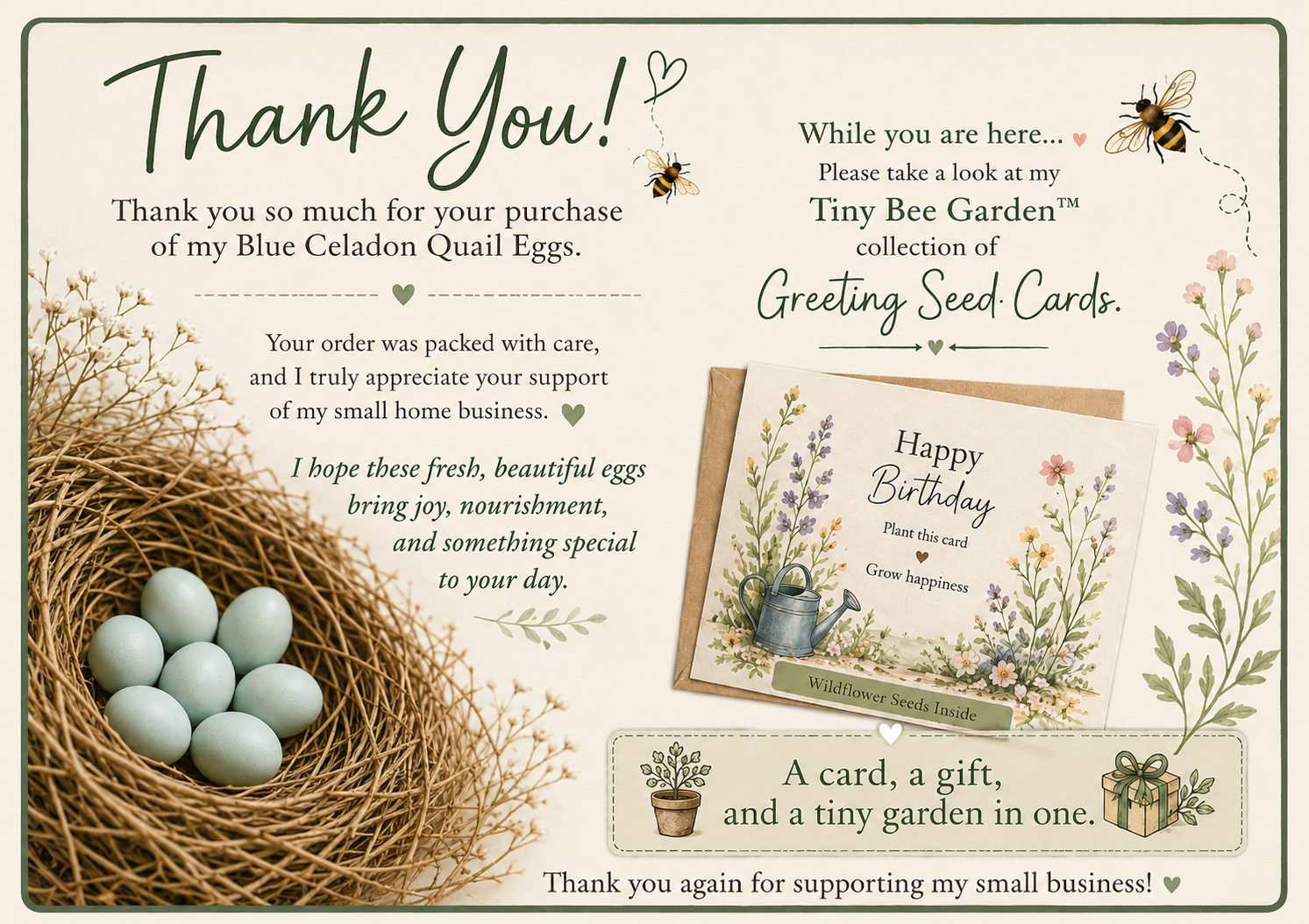 Quail Blue Celadon Coturnix Hatching Eggs qty 12 with card — photo4