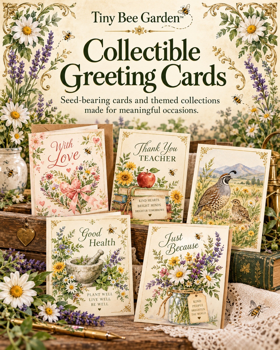 Tiny Bee Garden collectible greeting card collections
