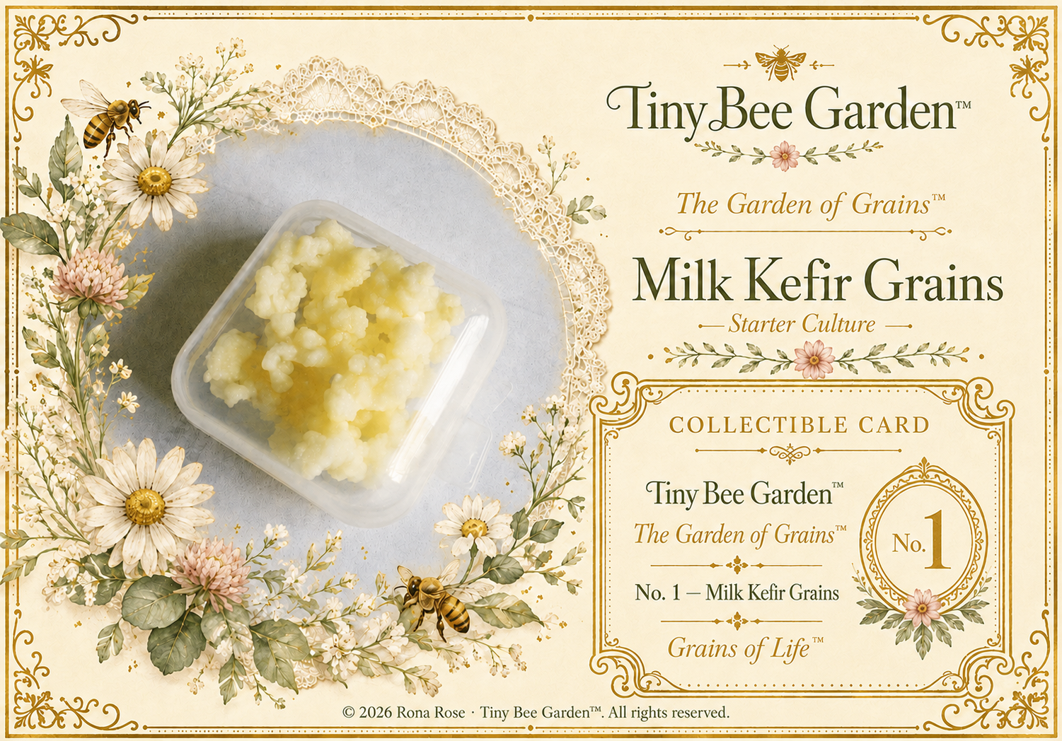 Collectible card, wax stamped and signed by the maker when grains purchased